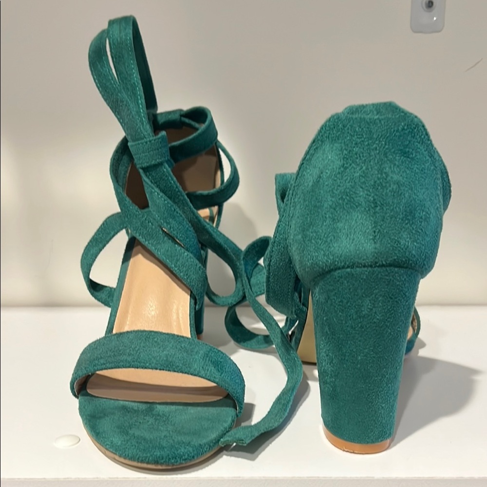 Elegant Green Suede Women's Heels